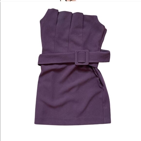 NWT - NBD Lizette Mini Dress with Belt Purple Ponte Fabric Size S - Picture 4 of 13